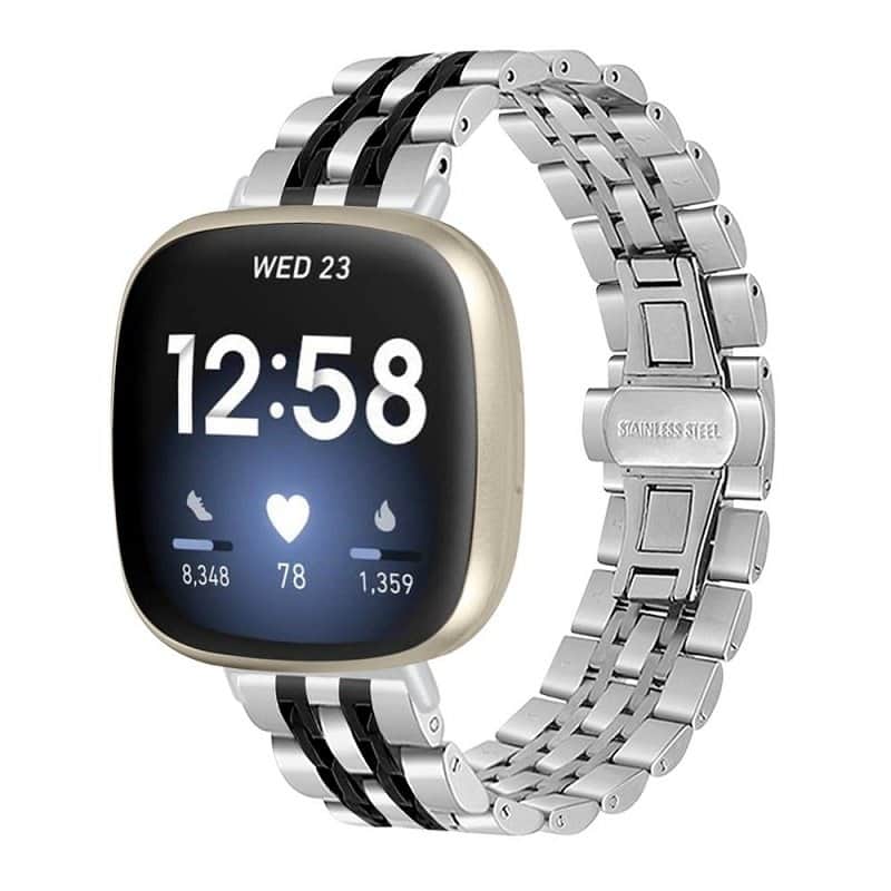 For Fitbit Versa 4 Versa 3 Sense 1 Sense 2 Smart Watch Replacement Stainless Steel Metal Replacement Strap Loop Bracelet For Women Men For Fitbit Versa 4 Versa 3 Sense 1 Sense 2 Smart Watch Replacement Stainless Steel Metal Replacement Strap Loop Bracelet For Women Men